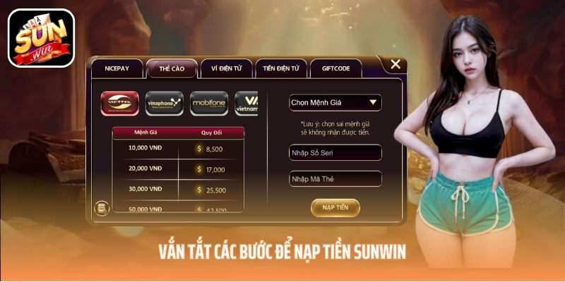 Vắn tắt các bước để nạp tiền SUNWIN Vắn tắt các bước để nạp tiền SUNWIN